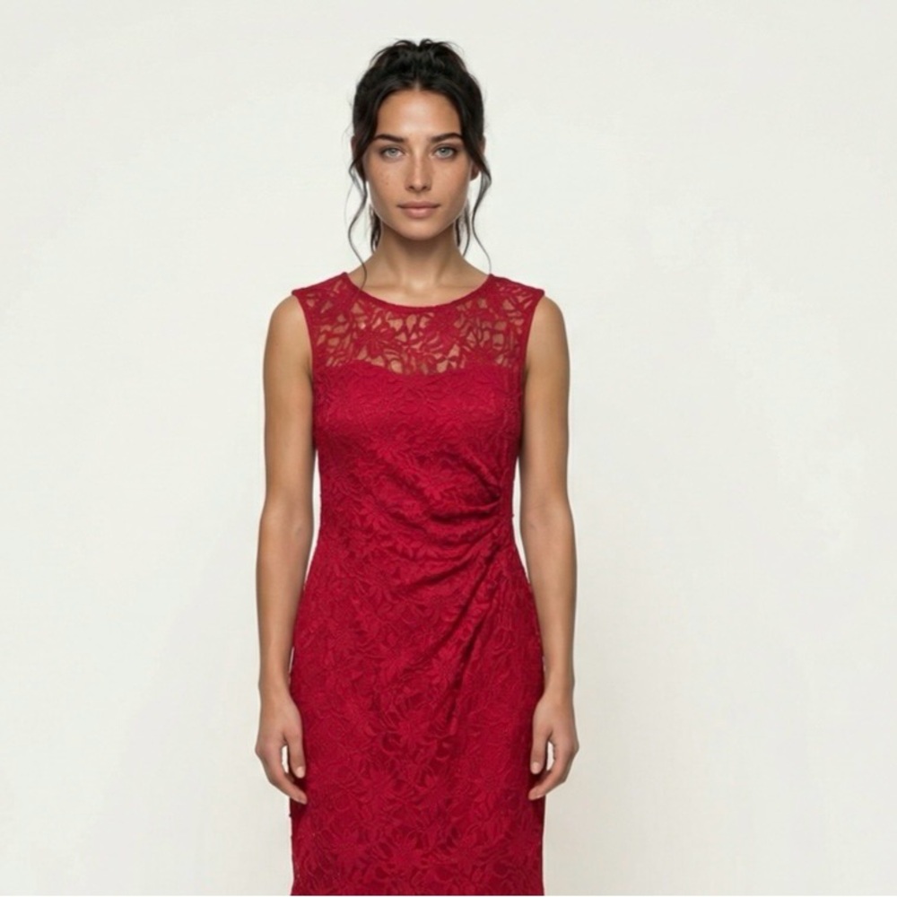 Sophisticated Ralph Lauren Sleeveless Red Lace Dress